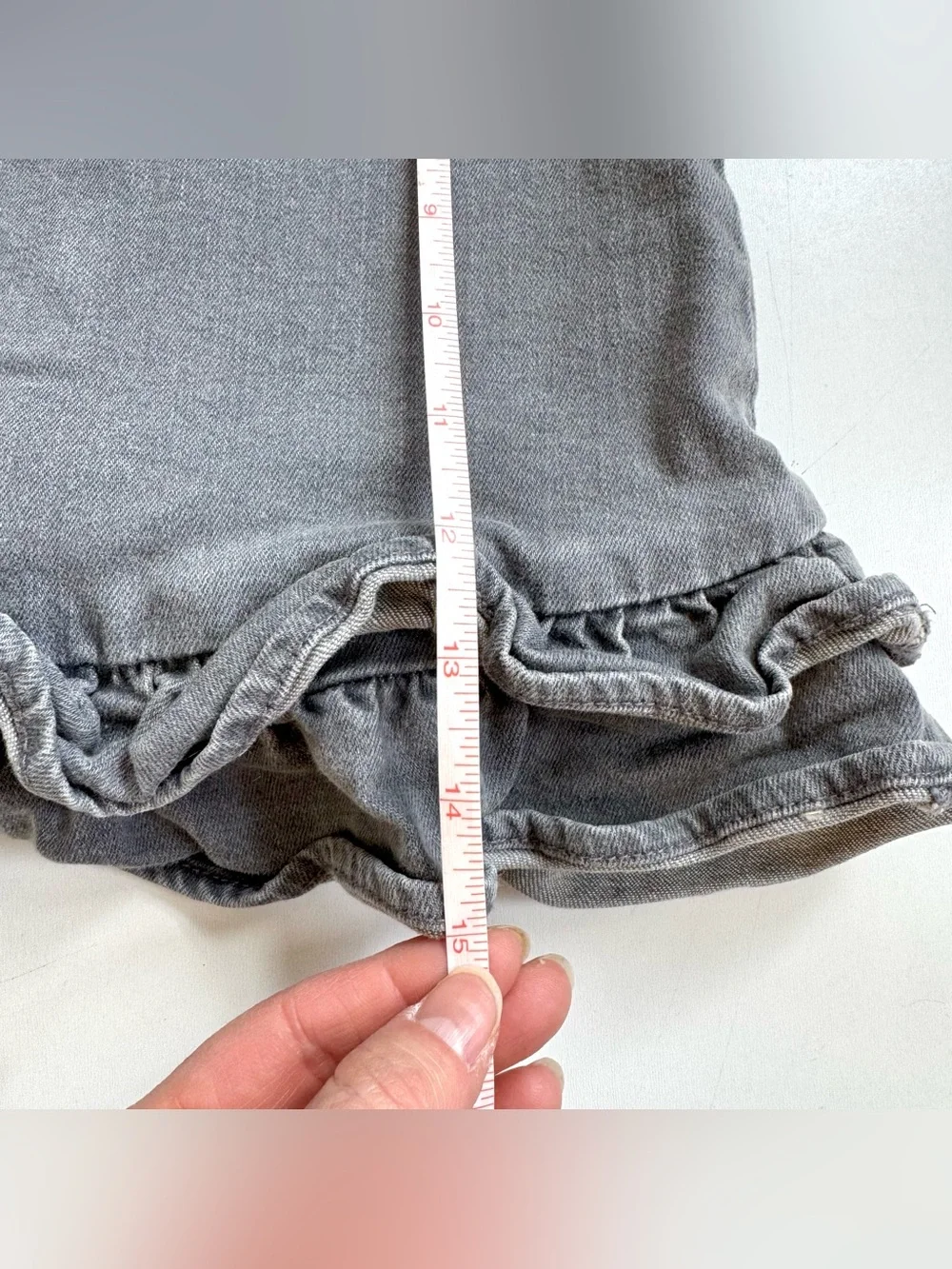 Gap Baby Gray Denim Overall Dress Girls Size 18-24 Month Ruffle